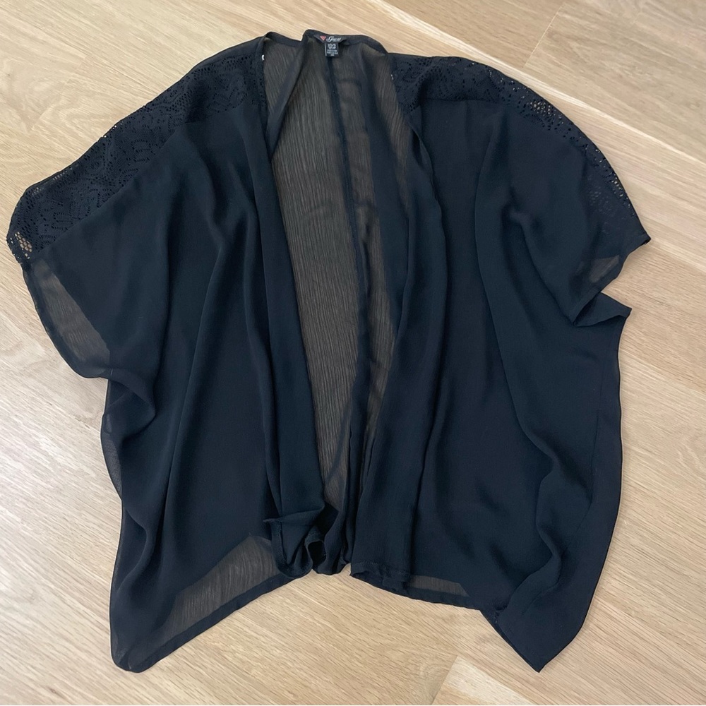 Guess sheer cardigan cover up black size xs